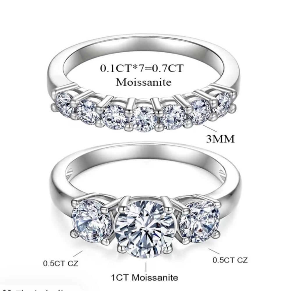 Silver Moissanite CZ Ring